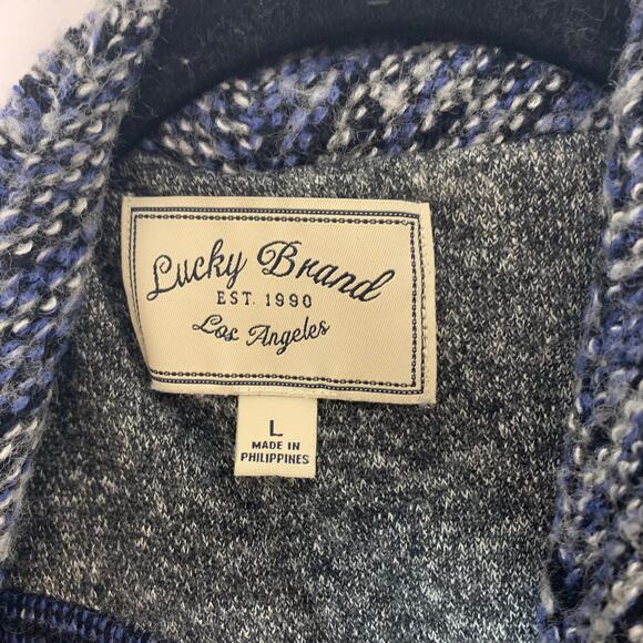 Lucky Brand Wool Blend Waterfall Draped Cardigan Women's Sz L Mixed Media Open - Picture 3 of 6